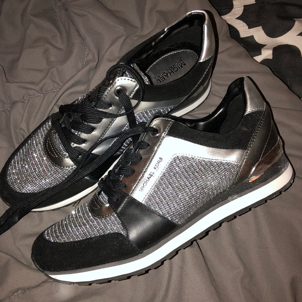 Michael Kors Black and Silver Rhinestone Sneakers